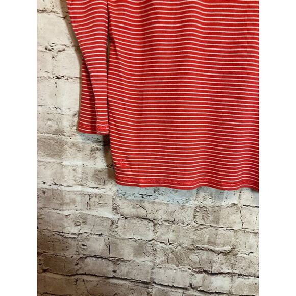 Ralph Lauren Black Label Top Womens 1X Red Striped Ribbed Knit Quarter Zip - Picture 3 of 15
